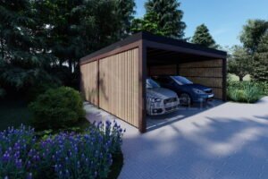Double Wooden Carport Pilling 36m²