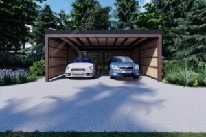 Double Wooden Carport Pilling 36m²