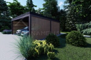Double Wooden Carport Pilling 36m²
