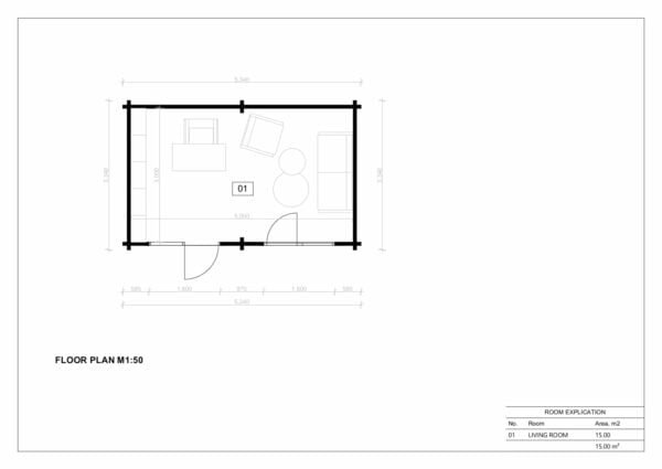 Garden Room Dunbar 44mm, 5.3×3.3, 15m²