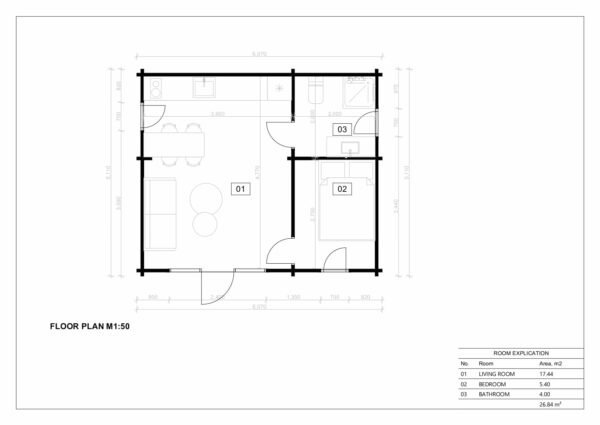 Log Cabin Garden House Edinburgh 44mm, 5.1×6, 27m²