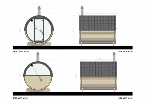 Outdoor Barrel Sauna Elston 2.3x3 m