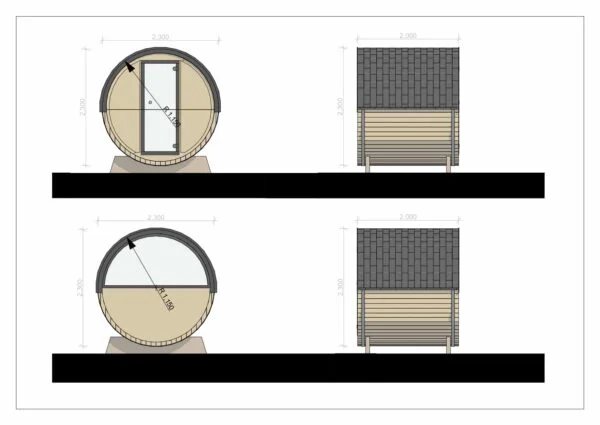 Outdoor Barrel Sauna Preston 2x2.3 m