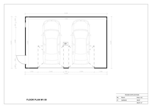 Prefab Double Garage Garras 8x5 m, 40m²