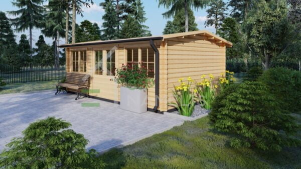Modern Log Cabin Fredrikstad 44mm, 6×4, 24 m²