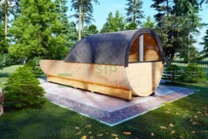 Barrel Sauna with Hot Tub Bravehearth 6x2.5
