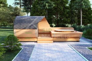 Barrel Sauna with Hot Tub Bravehearth 6x2.5