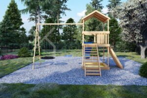 Children's Playground with Playhouse