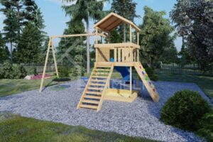 Children's Playground with Playhouse