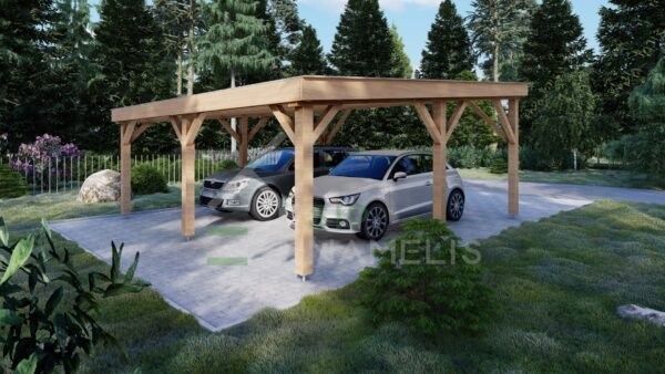 Double Wooden Carport, Aethelstan, 6x6 36m²