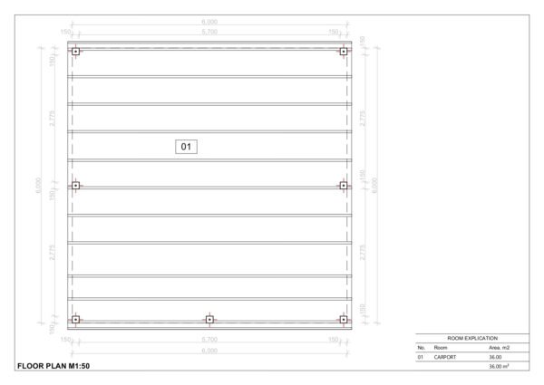 Double Wooden Carport, Aethelstan, 6x6 36m²