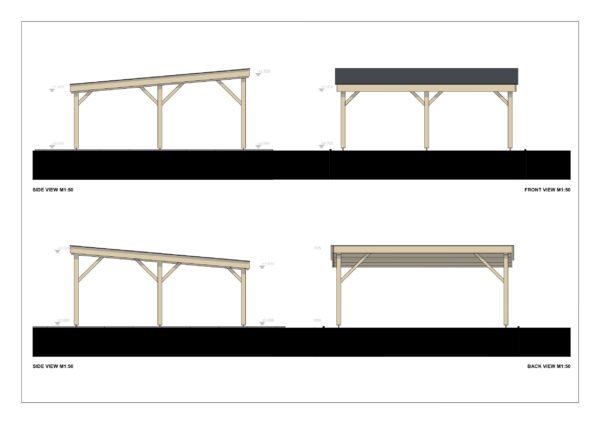 Double Wooden Carport, Aethelstan, 6x6 36m²