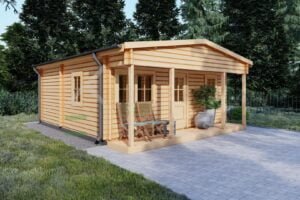 Insulated Log Cabin Antiochos 70mm, 6×7, 37m²