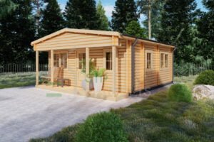 Insulated Log Cabin Antiochos 70mm, 6×7, 37m²