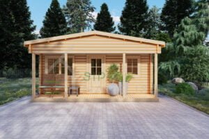 Insulated Log Cabin Antiochos 70mm, 6×7, 37m²