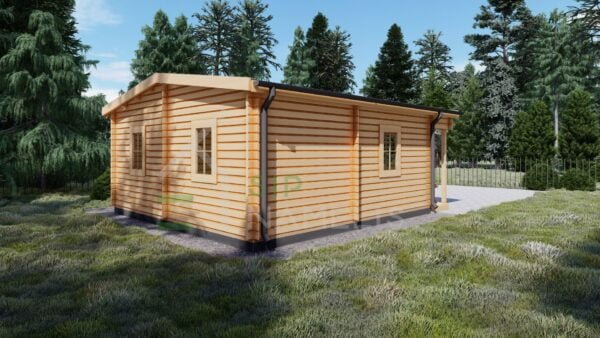 Insulated Log Cabin Antiochos 70mm, 6×7, 37m²