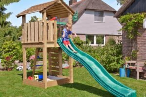 Jungle Gym Cottage - Children's Playhouse with Slide and Sandpit