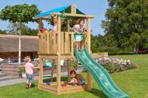 Jungle Gym Hut - Children's Playhouse with Slide and Sandpit