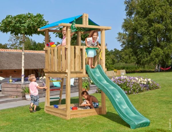 Jungle Gym Hut - Children's Playhouse with Slide and Sandpit