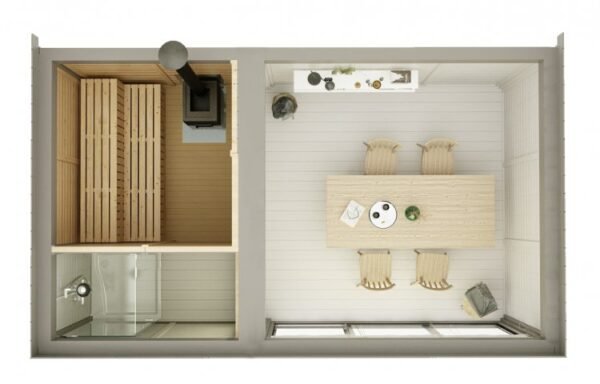 Portable Finnish Sauna William 3 zones, 3 x 5, 15 m²
