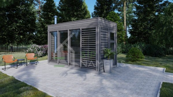 Portable Sauna Elisa Anthracite + Changing Room, 2x4, 8 m²