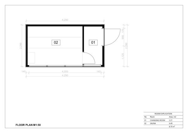 Portable Sauna Elisa Anthracite + Changing Room, 2x4, 8 m²