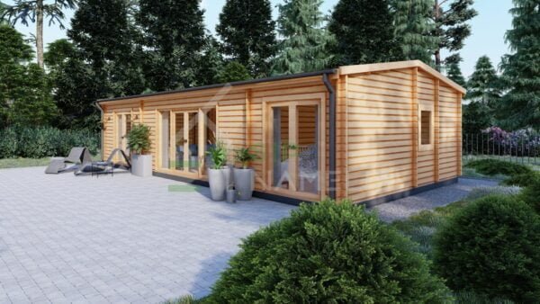 Residential Log Cabin Pyrrhos 44mm,12×6, 65 m²