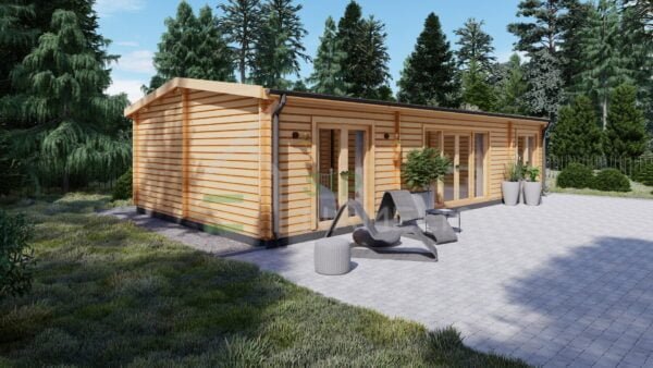 Residential Log Cabin Pyrrhos 44mm,12×6, 65 m²