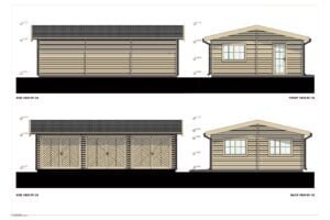 Triple Wooden Garage Archelaos, 44mm 49m²