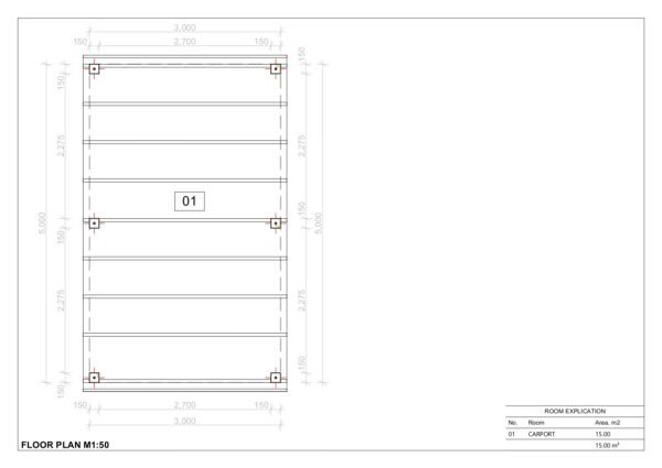 Wooden Carport Aethelstan, 3x5 15m²