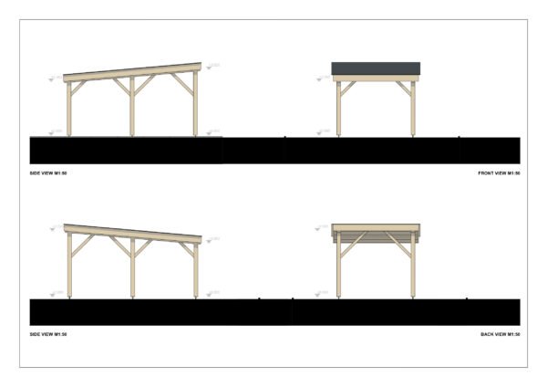 Wooden Carport Aethelstan, 3x5 15m²