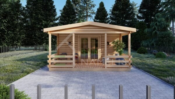 Wooden Residential House + Terrace Perseus 44mm, 10×5, 37 m²