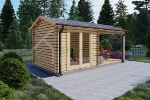 Log Cabin With Veranda John, 28mm, 6×3, 18 m²