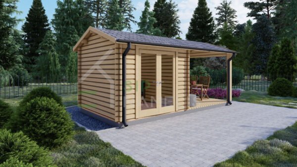 Log Cabin With Veranda John, 28mm, 6×3, 18 m²