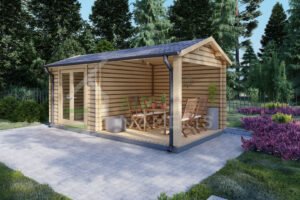 Log Cabin With Veranda John, 28mm, 6×3, 18 m²