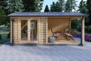 Log Cabin With Veranda John, 28mm, 6×3, 18 m²