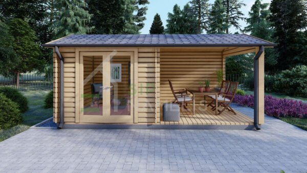 Log Cabin With Veranda John, 28mm, 6×3, 18 m²