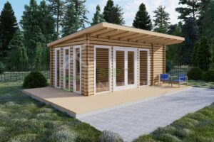 Prefab Log Cabin Garden Studio Kaltag 44mm, 3.5×6, 21m²