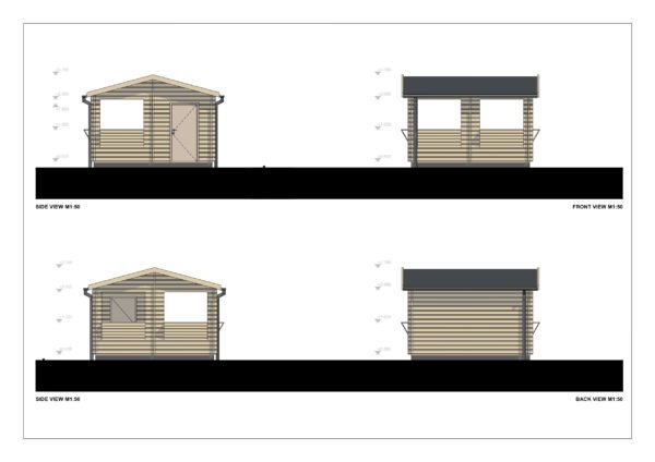 Prefab Wooden Sales Kiosk  Christopher 28mm, 4x4, 16 m²