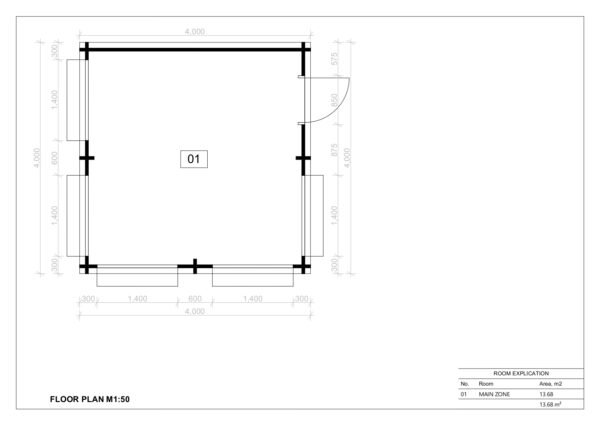 Prefab Wooden Sales Kiosk  Christopher 28mm, 4x4, 16 m²