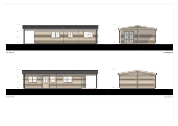 Residential Log Cabin Bettles 44mm, 6x12.5, 75m²
