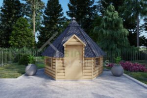 Wooden BBQ Hut Alaska 44mm, 6.5m²