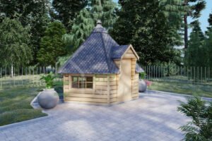 Wooden BBQ Hut Alaska 44mm, 6.5m²