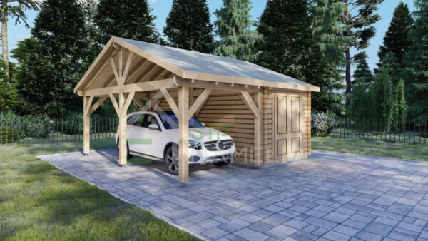 Wooden Carport with Storage Togiak, 5.4 x 6. 32m²