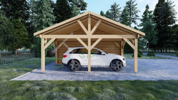 Wooden Carport with Storage Togiak, 5.4 x 6. 32m²