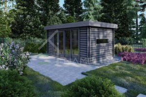 Wooden Tiny house Neto Anthracite 44mm, 5×3, 15m²