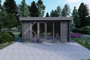 Wooden Tiny house Neto Anthracite 44mm, 5×3, 15m²