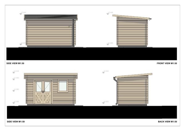 Prefab Wooden Shed Isabella 28mm, 2.5x4.0, 10.0m²