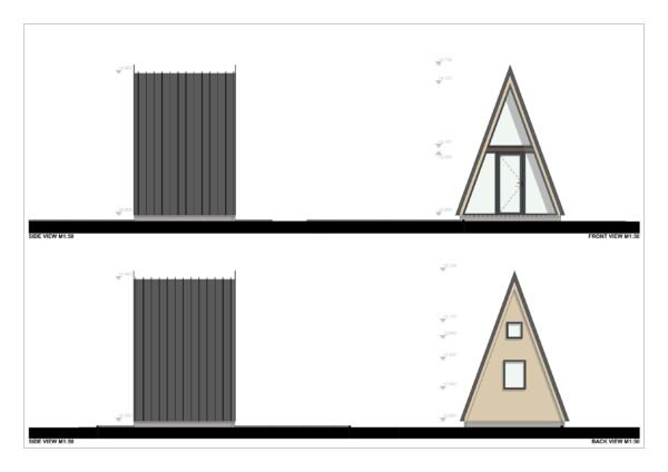 Wooden A Frame House Noah, 3.2×3.2, 9m²