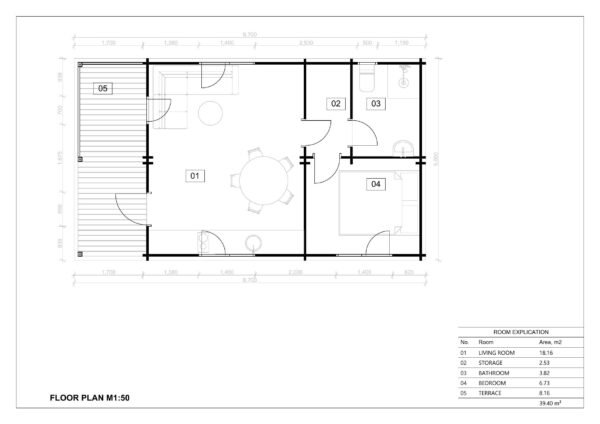 Wooden House Jan, 8.7x5m, 44mm, 43.5 M² - Image 6